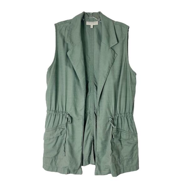 Talbots green cargo cinch preppy coastal open vest medium - Picture 1 of 6